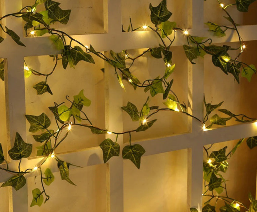 Sakura Lighting Chain, String Lights, Outdoor Atmosphere, LED Fairy Garland with 100 Lights, Battery Operated Green Leaf Decor for Bedroom, Garden, Wedding, and Party